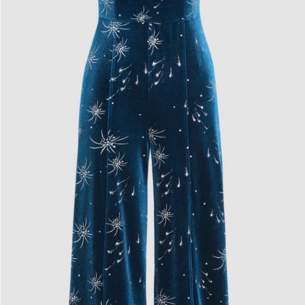 Cider Blue Velvet Jumpsuit